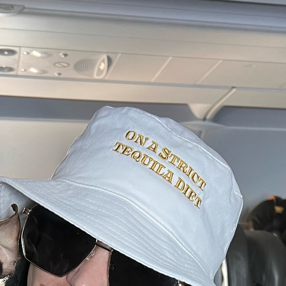 “On A Strict Tequila Diet” White Bucket Hat - Picture 1 of 2